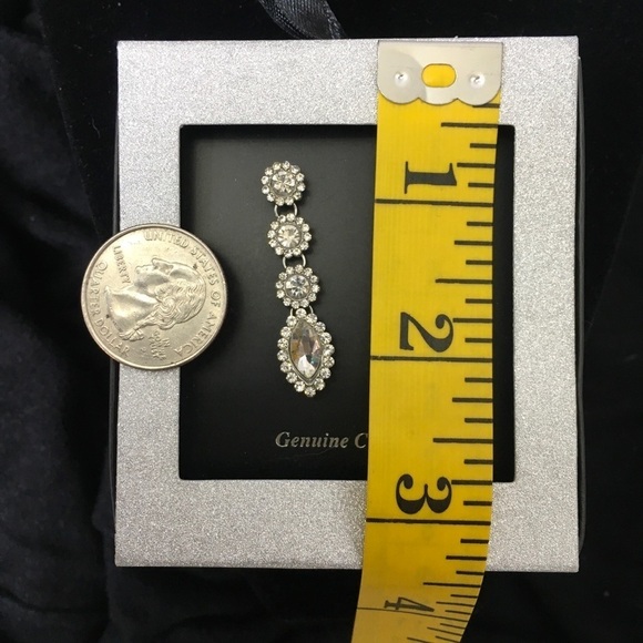 Genuine Crystal Dangle Post Earrings - Picture 3 of 4